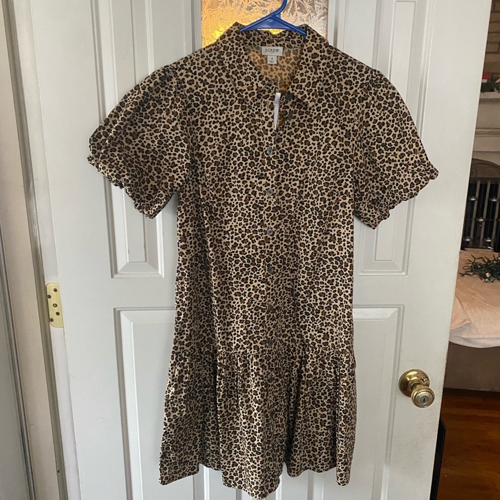 J. Crew Animal Print Button-Up Dress